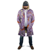 Purple Palaka Hawaiian And Japanese Cloak Sakura Lei With Koi Fish - Polynesian Pride