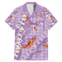 Purple Palaka Hawaiian And Japanese Family Matching Mermaid Dress and Hawaiian Shirt Sakura Lei With Koi Fish - Polynesian Pride