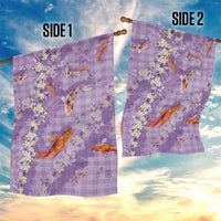 Purple Palaka Hawaiian And Japanese Garden Flag Sakura Lei With Koi Fish - Polynesian Pride