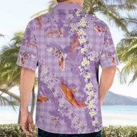 Purple Palaka Hawaiian And Japanese Hawaiian Shirt Sakura Lei With Koi Fish - Polynesian Pride