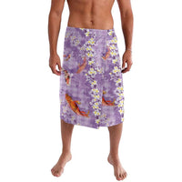 Purple Palaka Hawaiian And Japanese Lavalava Sakura Lei With Koi Fish - Polynesian Pride