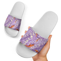 Purple Palaka Hawaiian And Japanese Slide Sandals Sakura Lei With Koi Fish - Polynesian Pride