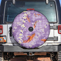 Purple Palaka Hawaiian And Japanese Spare Tire Cover Sakura Lei With Koi Fish - Polynesian Pride