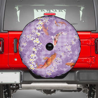 Purple Palaka Hawaiian And Japanese Spare Tire Cover Sakura Lei With Koi Fish - Polynesian Pride