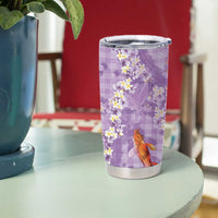 Purple Palaka Hawaiian And Japanese Tumbler Cup Sakura Lei With Koi Fish - Polynesian Pride