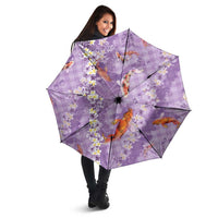 Purple Palaka Hawaiian And Japanese Umbrella Sakura Lei With Koi Fish - Polynesian Pride