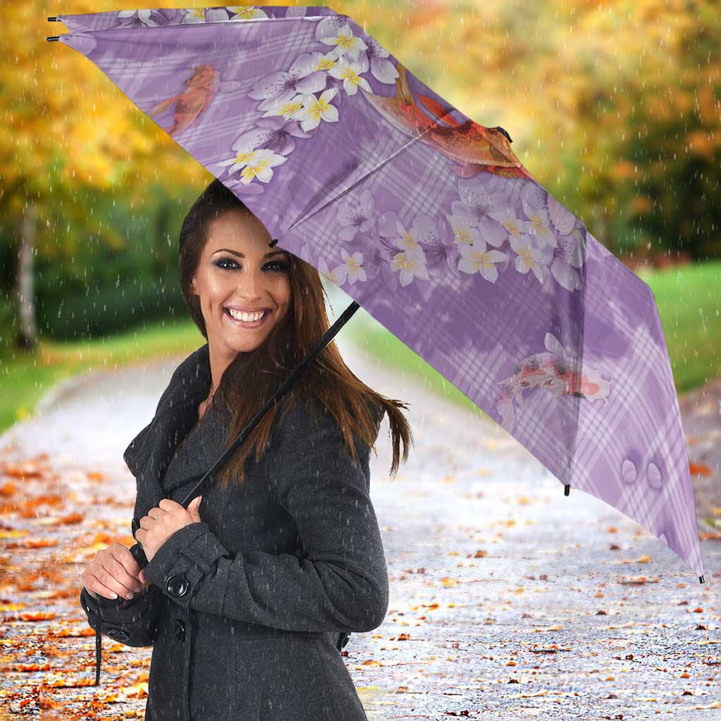 Purple Palaka Hawaiian And Japanese Umbrella Sakura Lei With Koi Fish - Polynesian Pride