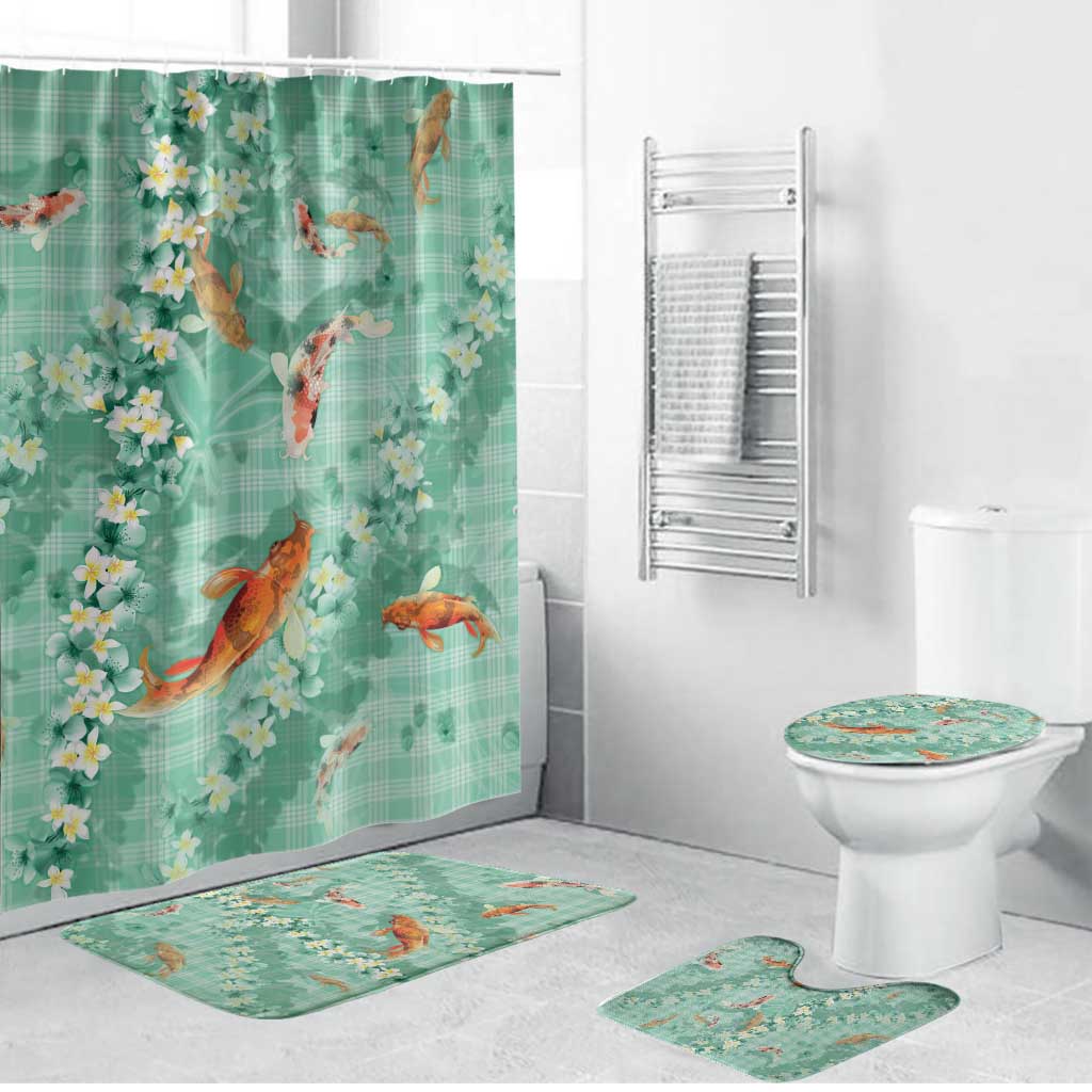 fish bathroom accessories Green Palaka Hawaiian And Japanese Bathroom Set Sakura Lei With Koi Fish