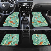 Green Palaka Hawaiian And Japanese Car Mats Sakura Lei With Koi Fish - Polynesian Pride