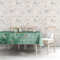 Green Palaka Hawaiian And Japanese Tablecloth Sakura Lei With Koi Fish - Polynesian Pride