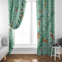 Green Palaka Hawaiian And Japanese Window Curtain Sakura Lei With Koi Fish - Polynesian Pride