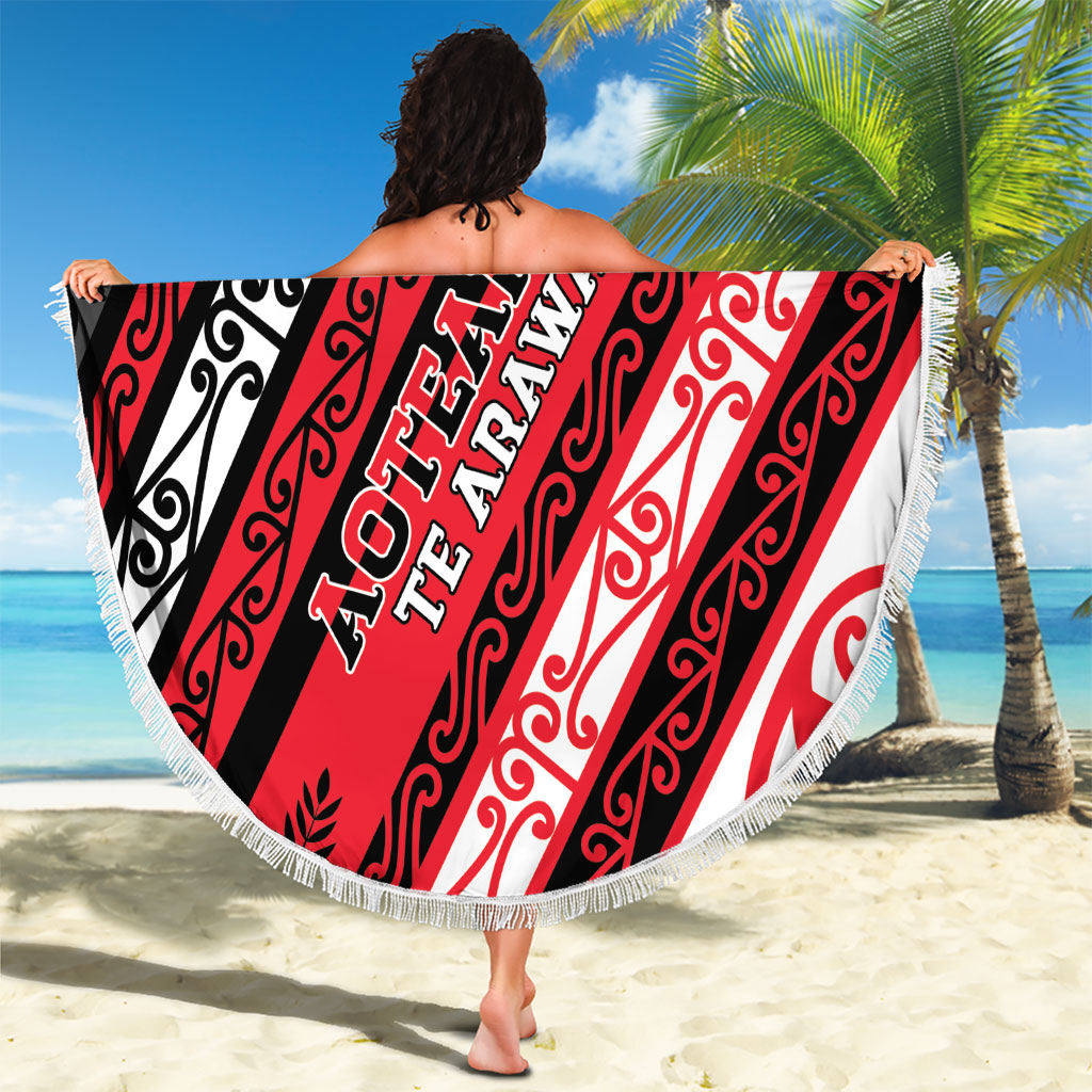 Aotearoa Te Arawa Beach Blanket New Zealand Maori Tribal Fern Pattern