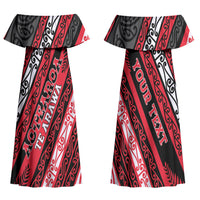 Personalised Aotearoa Te Arawa Couples Matching Off Shoulder Maxi Dress and Hawaiian Shirt New Zealand Maori Tribal Fern Pattern