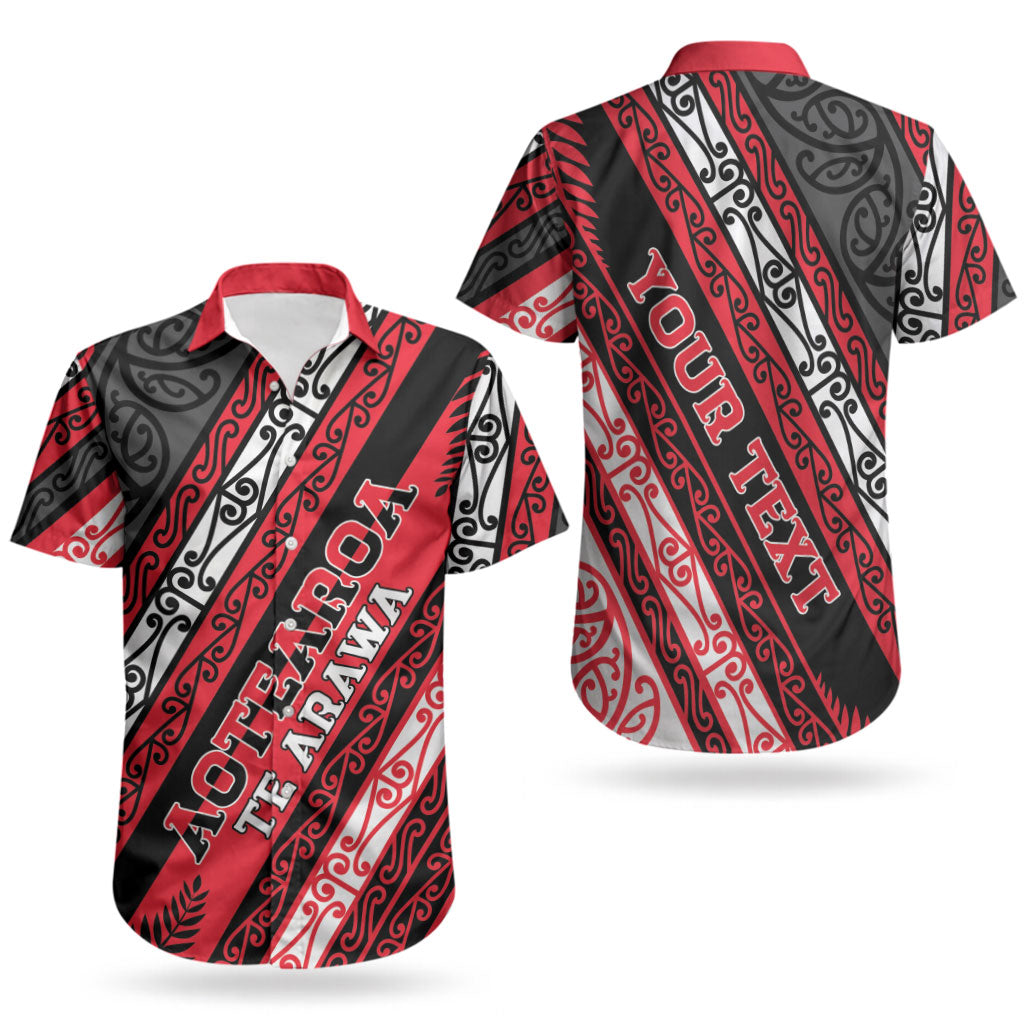 Personalised Aotearoa Te Arawa Couples Matching Off The Shoulder Long Sleeve Dress and Hawaiian Shirt New Zealand Maori Tribal Fern Pattern