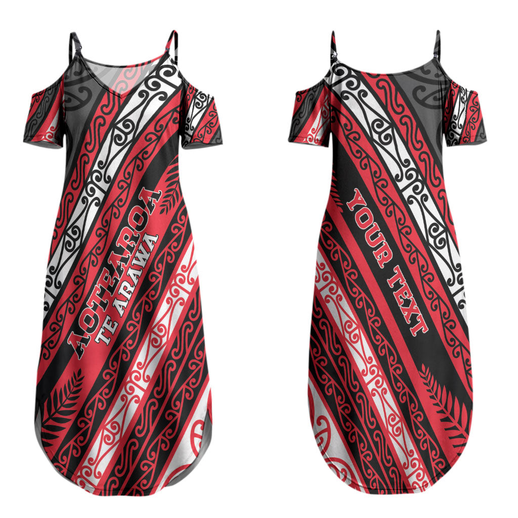 Personalised Aotearoa Te Arawa Couples Matching Summer Maxi Dress and Long Sleeve Button Shirt New Zealand Maori Tribal Fern Pattern