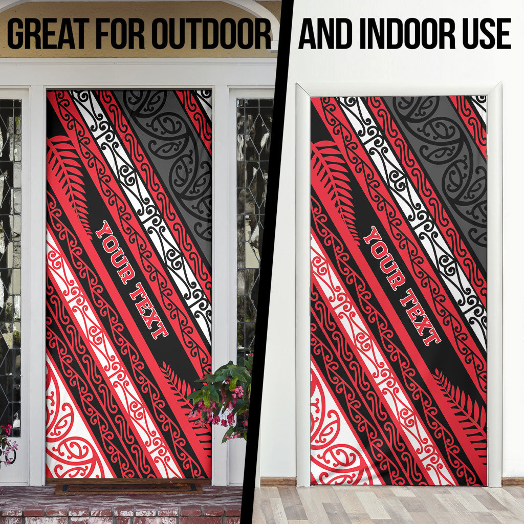 Personalised Aotearoa Te Arawa Door Cover New Zealand Maori Tribal Fern Pattern