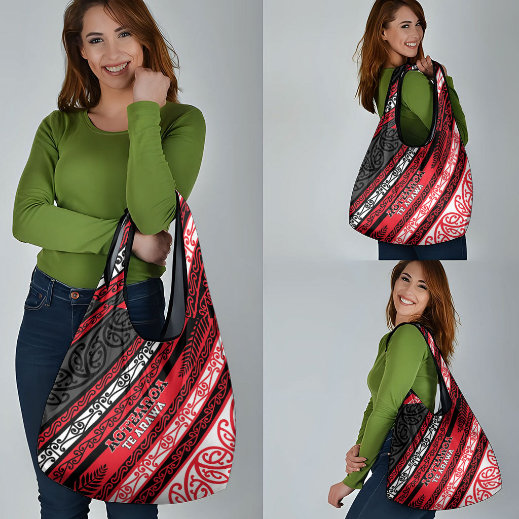 Aotearoa Te Arawa Grocery Bag New Zealand Maori Tribal Fern Pattern