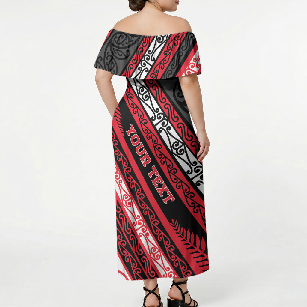 Personalised Aotearoa Te Arawa Off Shoulder Maxi Dress New Zealand Maori Tribal Fern Pattern