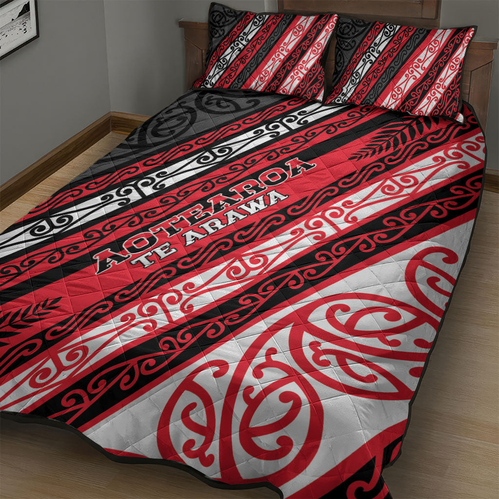 Aotearoa Te Arawa Quilt Bed Set New Zealand Maori Tribal Fern Pattern