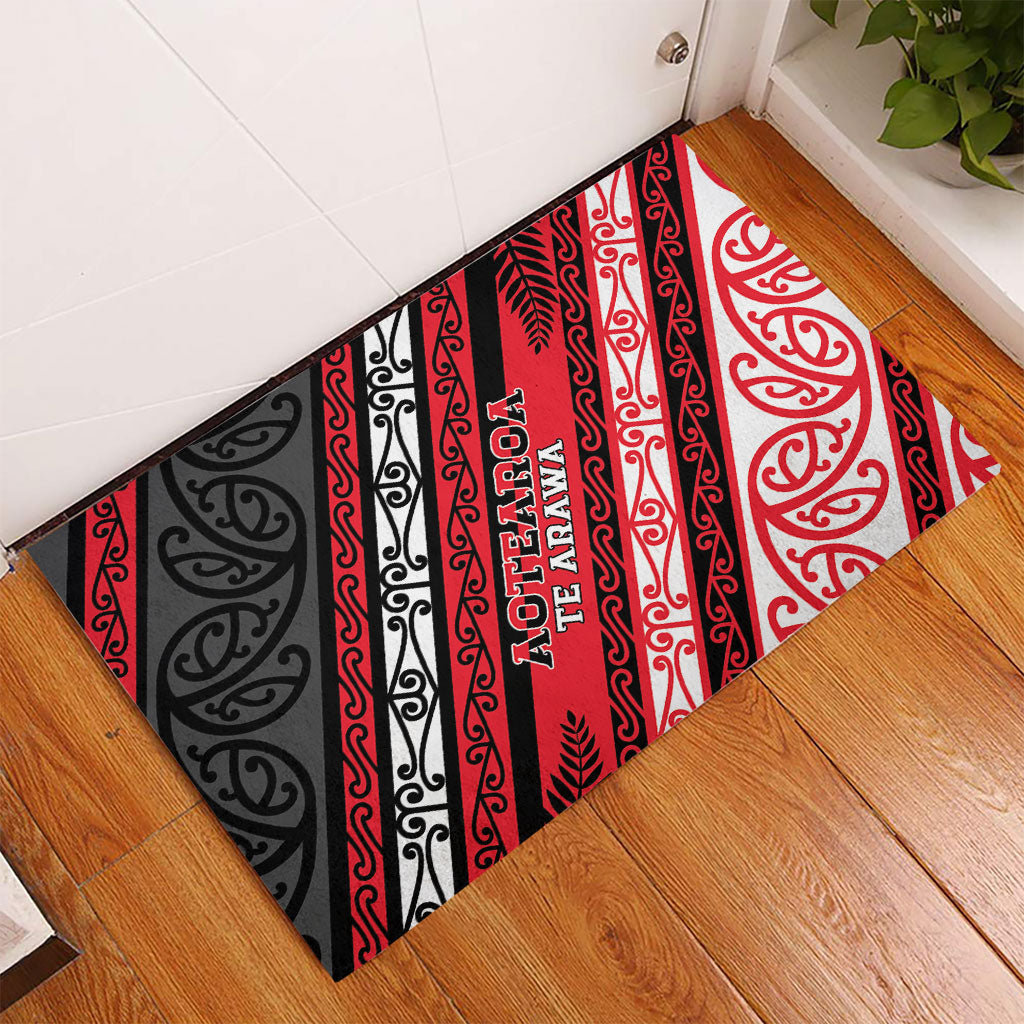 Aotearoa Te Arawa Rubber Doormat New Zealand Maori Tribal Fern Pattern