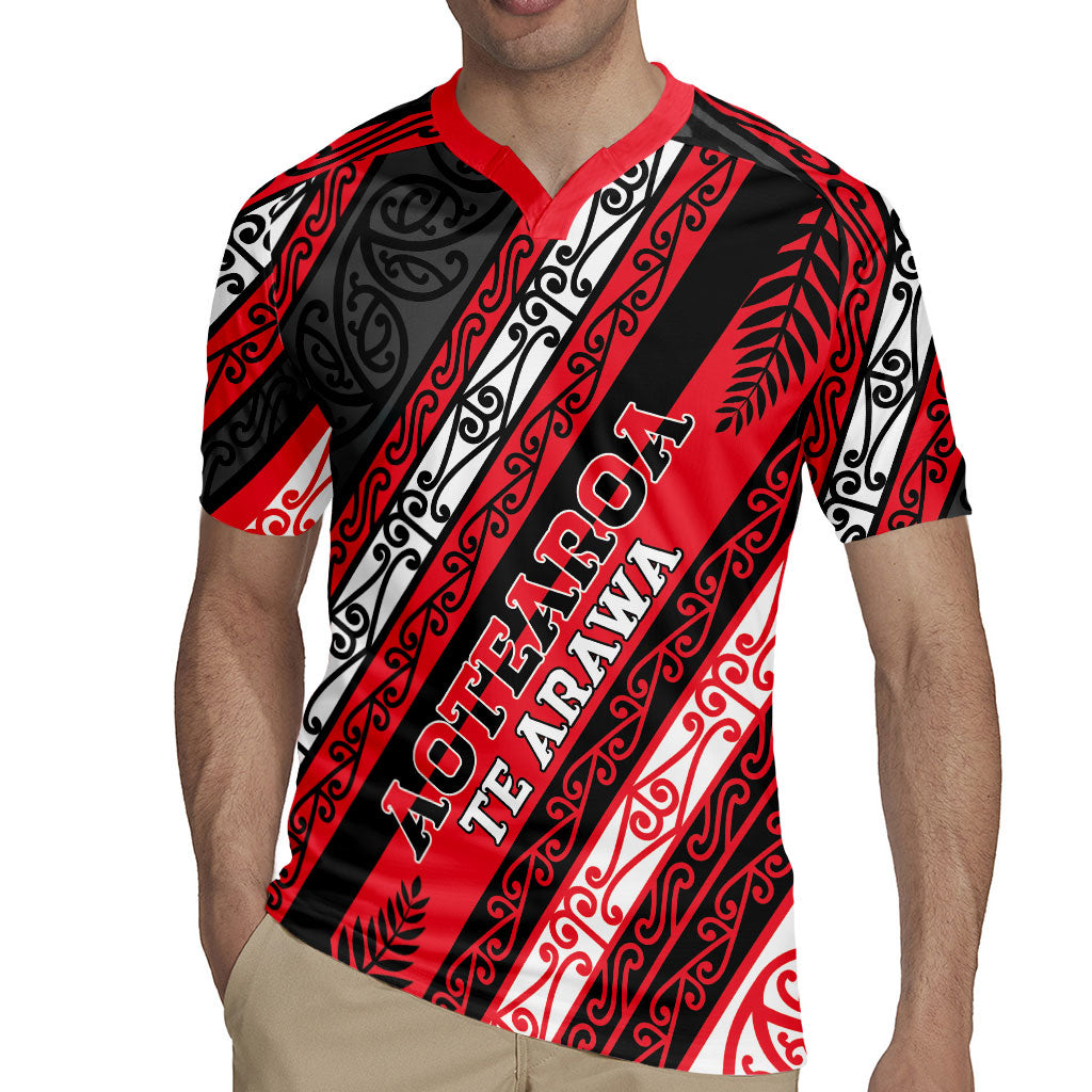 Personalised Aotearoa Te Arawa Rugby Jersey New Zealand Maori Tribal Fern Pattern