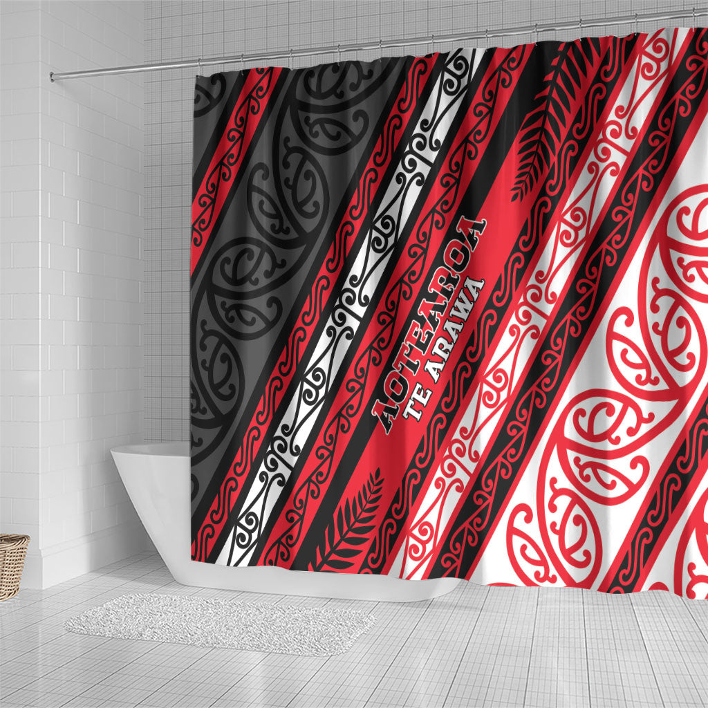 Aotearoa Te Arawa Shower Curtain New Zealand Maori Tribal Fern Pattern