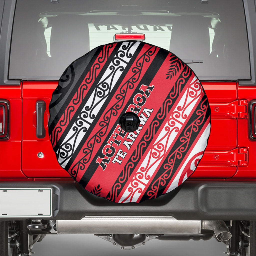 Aotearoa Te Arawa Spare Tire Cover New Zealand Maori Tribal Fern Pattern