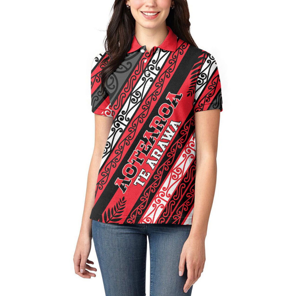 Personalised Aotearoa Te Arawa Women Polo Shirt New Zealand Maori Tribal Fern Pattern