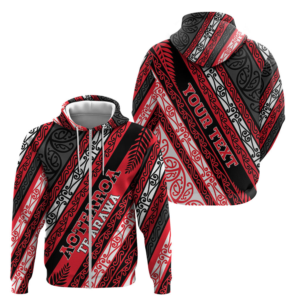 Personalised Aotearoa Te Arawa Zip Hoodie New Zealand Maori Tribal Fern Pattern