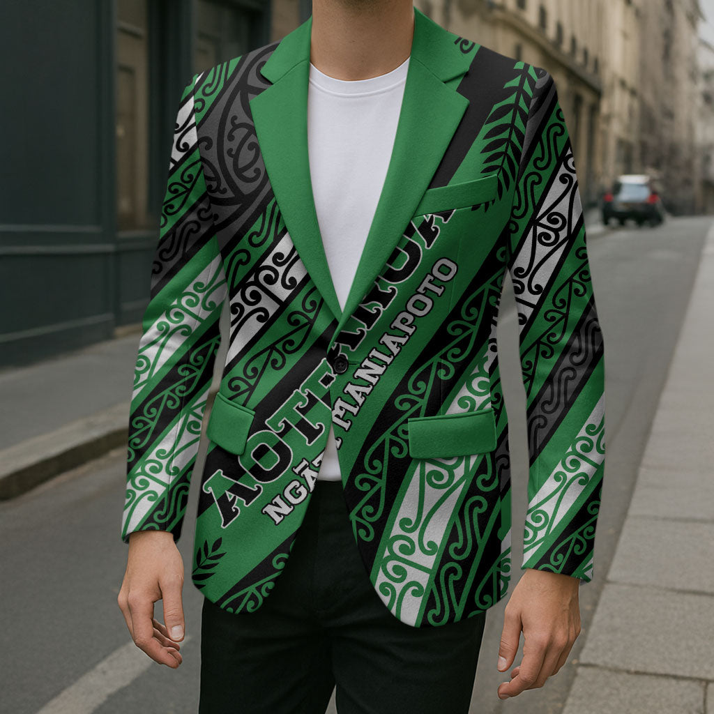Personalised Aotearoa Ngati Maniapoto Blazer New Zealand Maori Tribal Fern Pattern