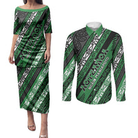 Personalised Aotearoa Ngati Maniapoto Couples Matching Puletasi and Long Sleeve Button Shirt New Zealand Maori Tribal Fern Pattern