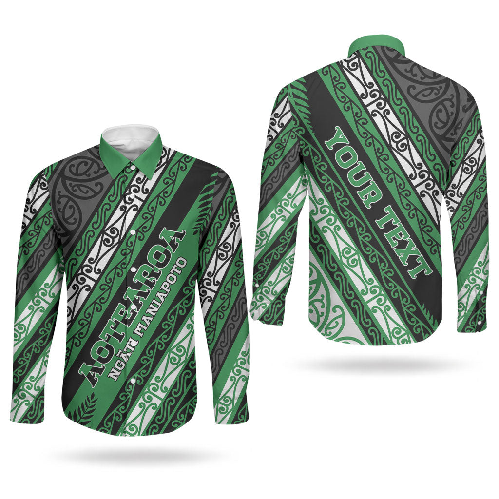 Personalised Aotearoa Ngati Maniapoto Couples Matching Puletasi and Long Sleeve Button Shirt New Zealand Maori Tribal Fern Pattern