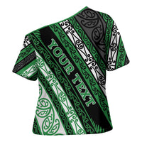 Personalised Aotearoa Ngati Maniapoto Cross Shoulder Shirt New Zealand Maori Tribal Fern Pattern
