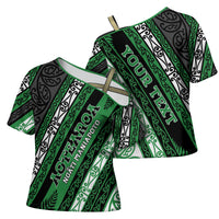 Personalised Aotearoa Ngati Maniapoto Cross Shoulder Shirt New Zealand Maori Tribal Fern Pattern