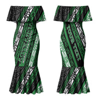 Personalised Aotearoa Ngati Maniapoto Family Matching Mermaid Dress and Hawaiian Shirt New Zealand Maori Tribal Fern Pattern