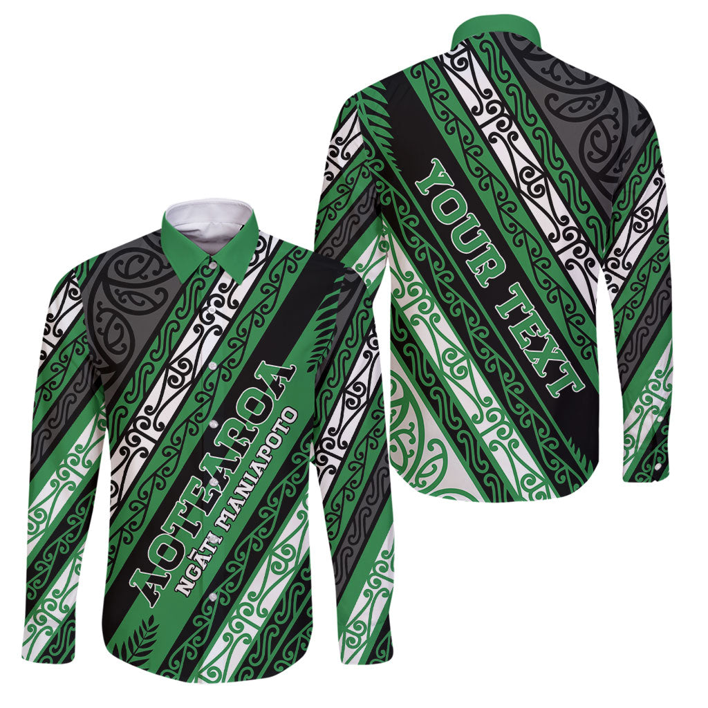 Personalised Aotearoa Ngati Maniapoto Family Matching Off Shoulder Maxi Dress and Hawaiian Shirt New Zealand Maori Tribal Fern Pattern