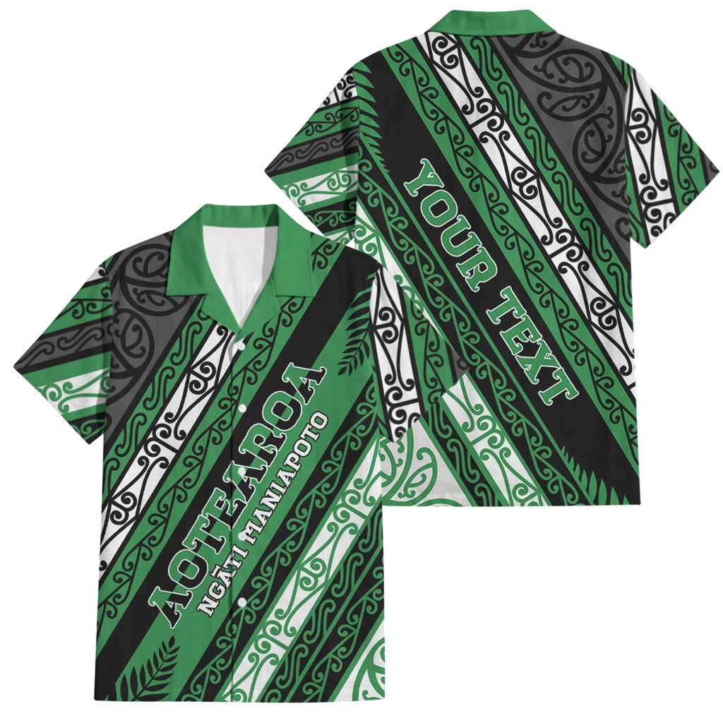 Personalised Aotearoa Ngati Maniapoto Family Matching Short Sleeve Bodycon Dress and Hawaiian Shirt New Zealand Maori Tribal Fern Pattern