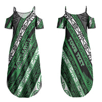 Personalised Aotearoa Ngati Maniapoto Family Matching Summer Maxi Dress and Hawaiian Shirt New Zealand Maori Tribal Fern Pattern