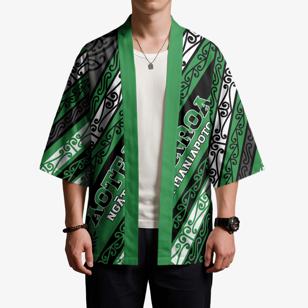 Personalised Aotearoa Ngati Maniapoto Kimono New Zealand Maori Tribal Fern Pattern