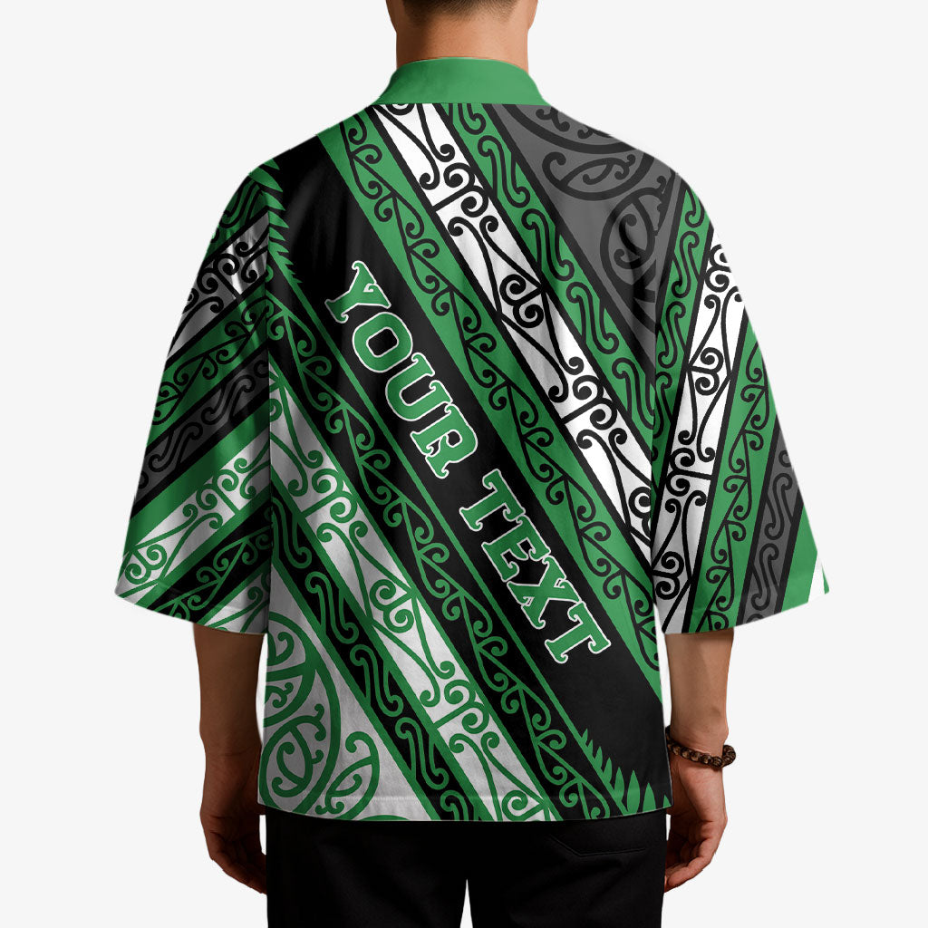 Personalised Aotearoa Ngati Maniapoto Kimono New Zealand Maori Tribal Fern Pattern