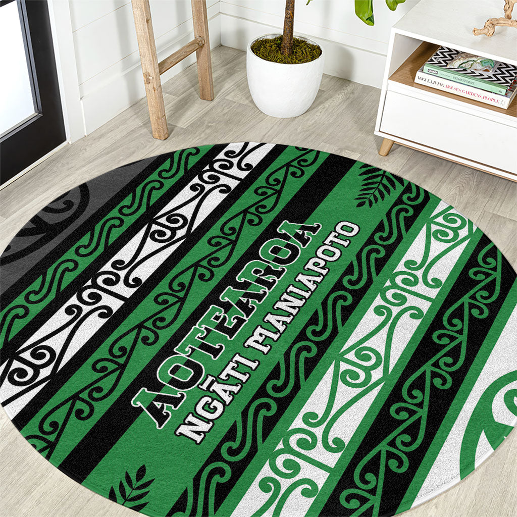 Aotearoa Ngati Maniapoto Round Carpet New Zealand Maori Tribal Fern Pattern