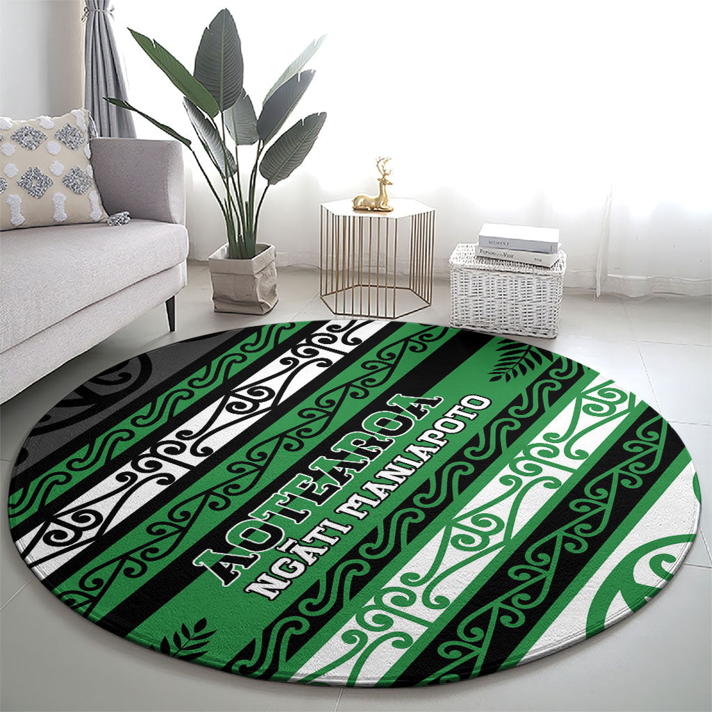 Aotearoa Ngati Maniapoto Round Carpet New Zealand Maori Tribal Fern Pattern