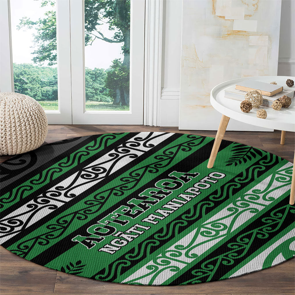 Aotearoa Ngati Maniapoto Round Carpet New Zealand Maori Tribal Fern Pattern