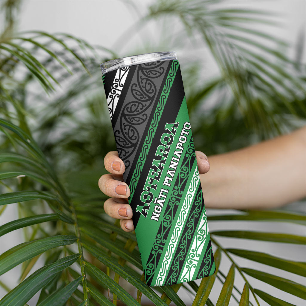 Personalised Aotearoa Ngati Maniapoto Skinny Tumbler New Zealand Maori Tribal Fern Pattern