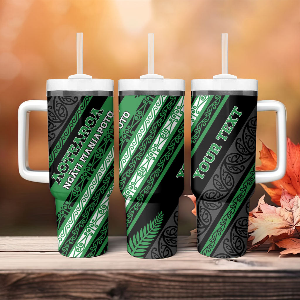 Personalised Aotearoa Ngati Maniapoto Tumbler With Handle New Zealand Maori Tribal Fern Pattern