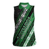 Personalised Aotearoa Ngati Maniapoto Women Sleeveless Polo Shirt New Zealand Maori Tribal Fern Pattern