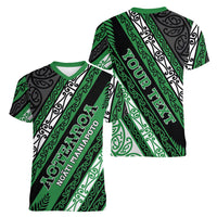 Personalised Aotearoa Ngati Maniapoto Women V-Neck T-Shirt New Zealand Maori Tribal Fern Pattern