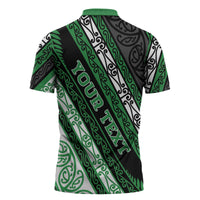 Personalised Aotearoa Ngati Maniapoto Zipper Polo Shirt New Zealand Maori Tribal Fern Pattern
