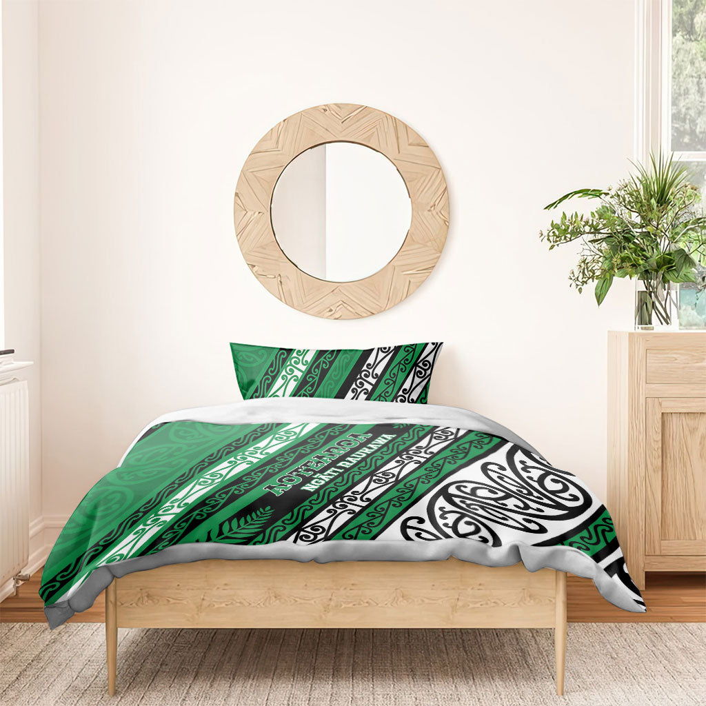 Aotearoa Ngati Raukawa Bedding Set New Zealand Maori Tribal Fern Pattern