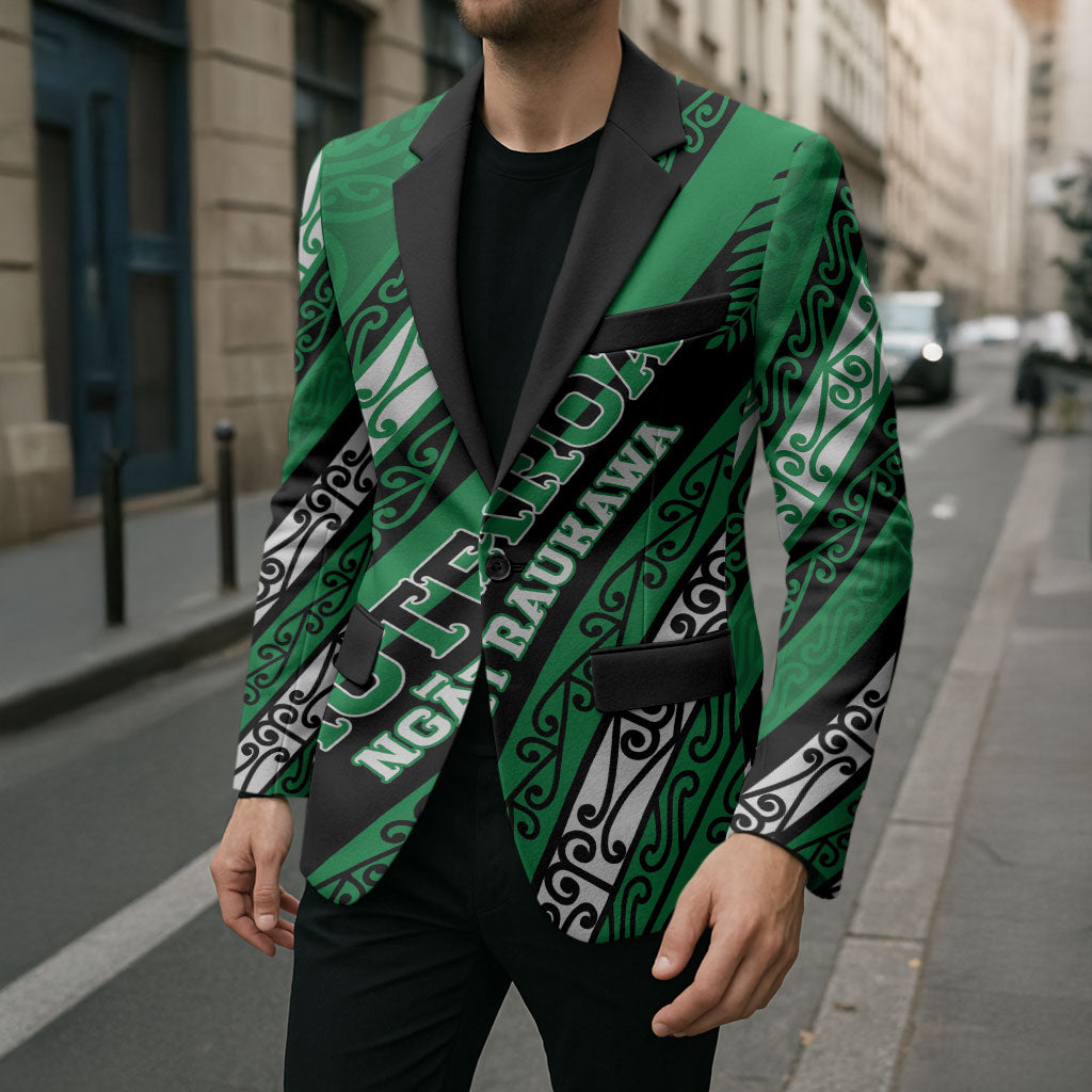 Personalised Aotearoa Ngati Raukawa Blazer New Zealand Maori Tribal Fern Pattern